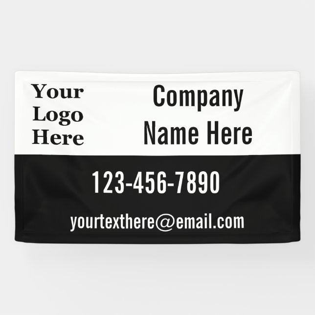 Black and White Your Logo Here Business Banner (Horizontal)