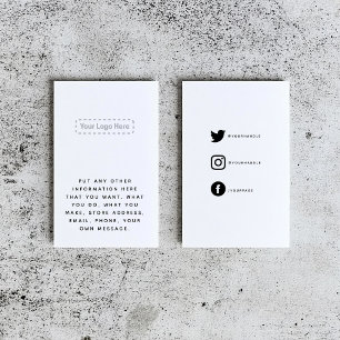 Black and white your logo social links enclosure card