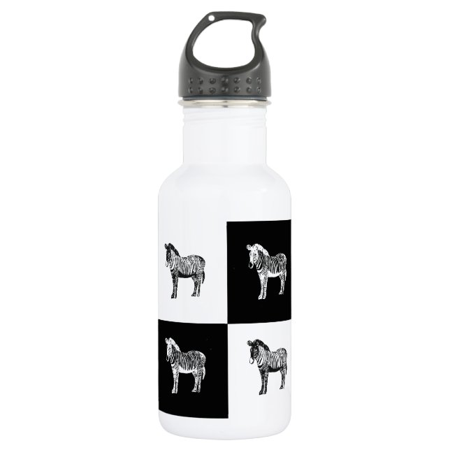 Black and white zebra 532 ml water bottle (Front)