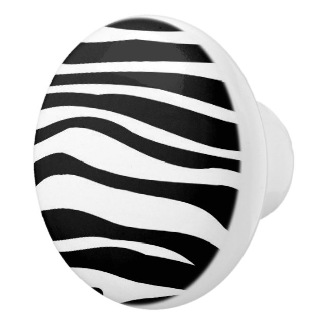 Black and White Zebra Animal Print Pattern Ceramic Knob (Right)