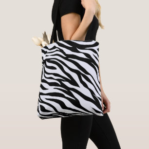 Black and White Zebra Animal Print Tote Bag