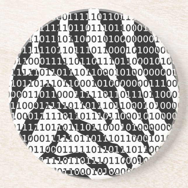 Black and White Zebra Binary Code Coaster (Front)