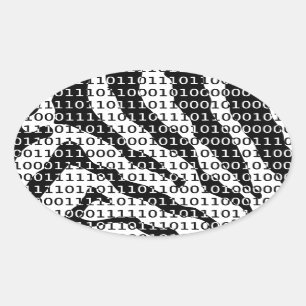 Black and White Zebra Binary Code Oval Sticker