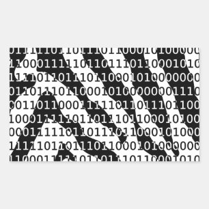 Black and White Zebra Binary Code Rectangular Sticker