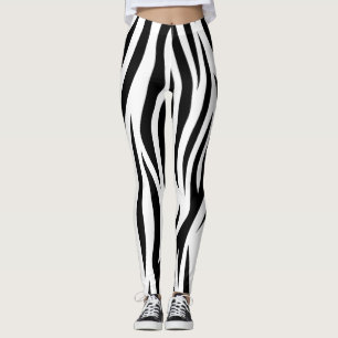 black and white zebra design leggings