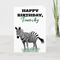 Black and White Zebra in the Grass Birthday