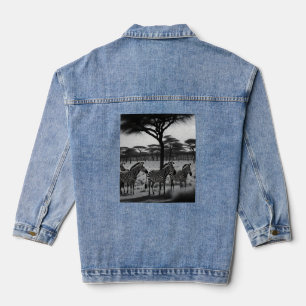 Black And White Zebra Oil Paint, Denim Jacket
