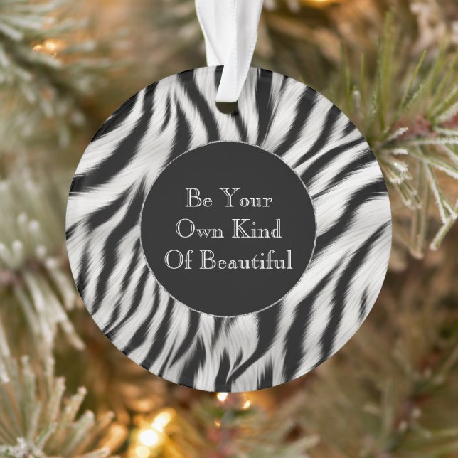 Black and White Zebra Print Animal Safari Ornament (Tree)