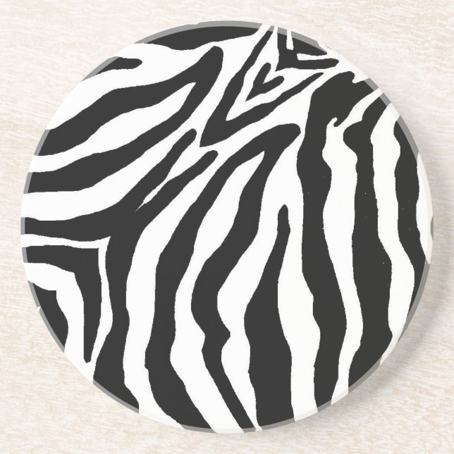 Black and White Zebra Print Coaster (Front)