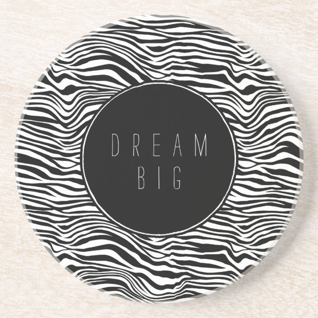 Black and White Zebra Print Coaster (Front)