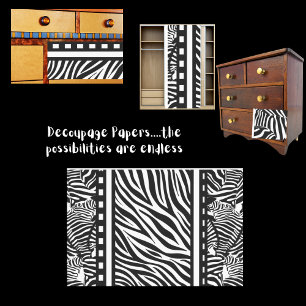 Black and White Zebra Print Decoupage  Tissue Paper