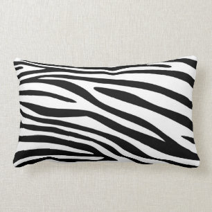 Black and White Zebra Print Fur Lumbar Cushion