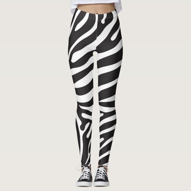 Black and White Zebra Print Leggings (Front)