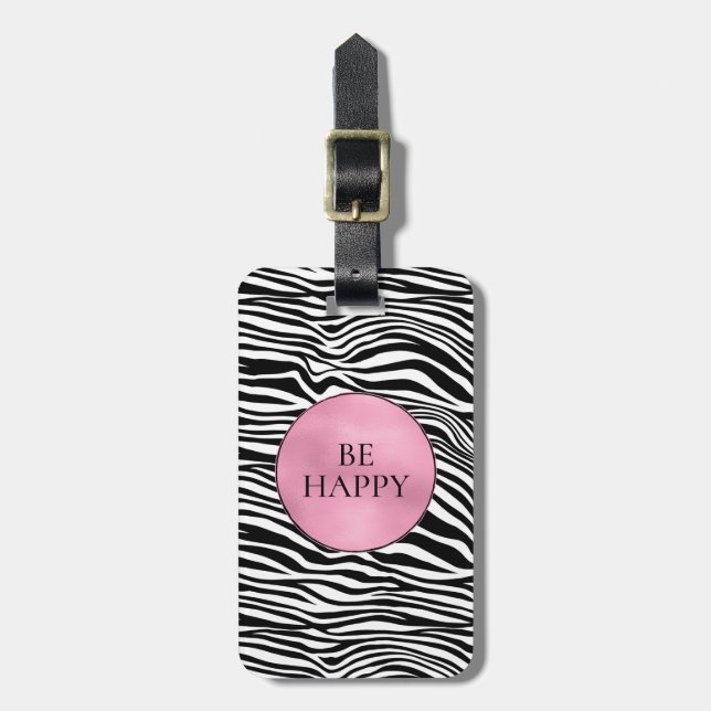 Black and White Zebra Print Luggage Tag (Front Vertical)