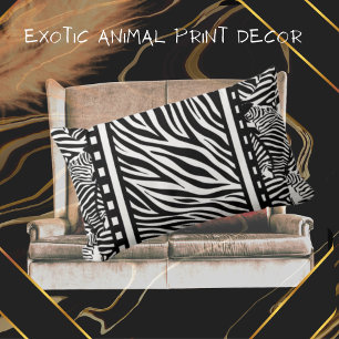 Black and White Zebra Print Lumbar Cushion