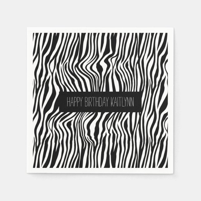 Black and White Zebra Print Napkin (Front)