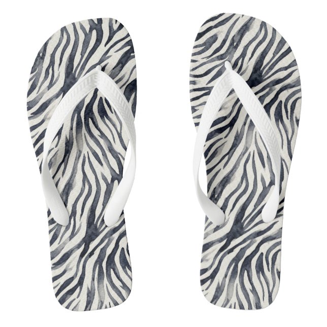 Black and White Zebra Print Pattern Jandals (Footbed)