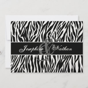 Black and White Zebra Print Personalised Wedding Invitation