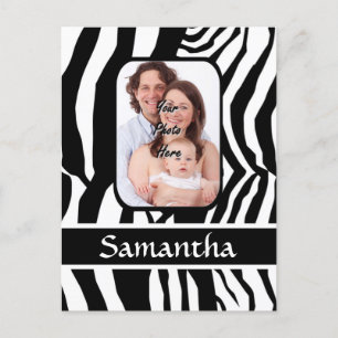 Black and white zebra print postcard