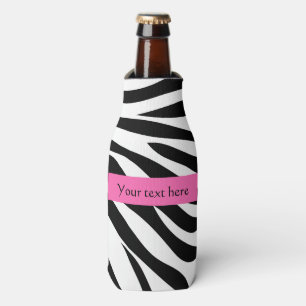 Black and White Zebra Print with Hot Pink Bottle Cooler