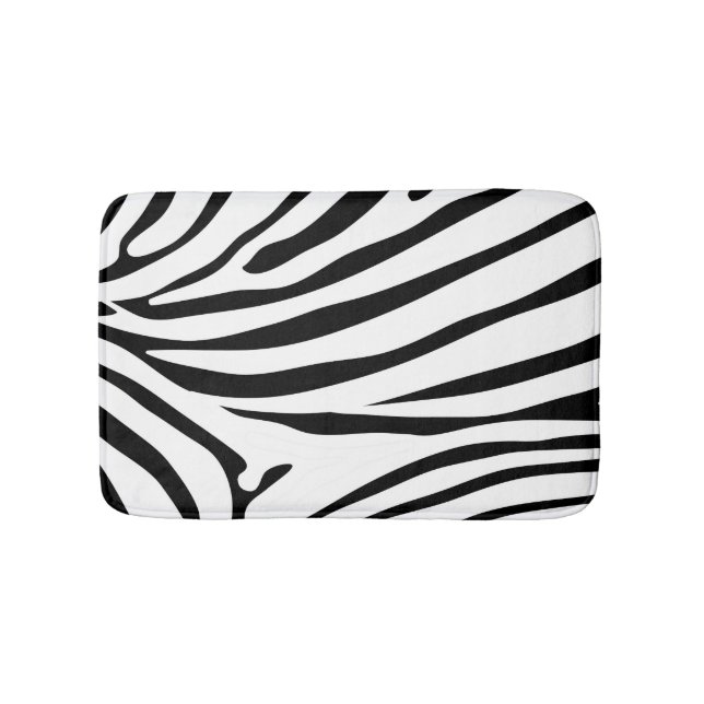 Black and White Zebra Safari Bath Mat (Front)