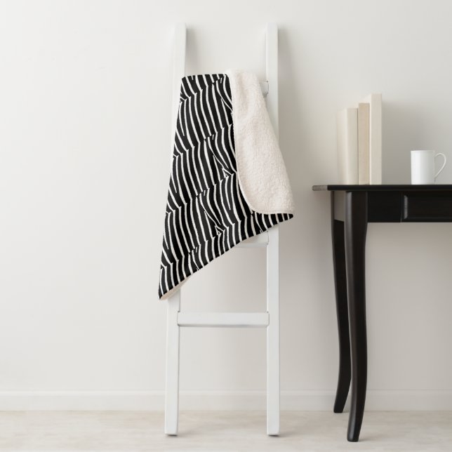 Black and White Zebra Stripe Sherpa Blanket (In Situ)
