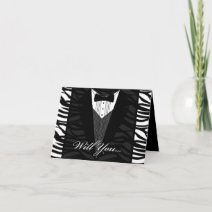 Black and White Zebra Stripe, Wedding Party Invite
