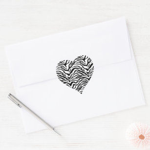 Black and white zebra striped heart sticker