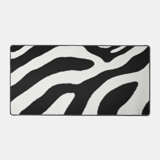 Black And White Zebra Stripes Animal Fur Pattern Desk Mat