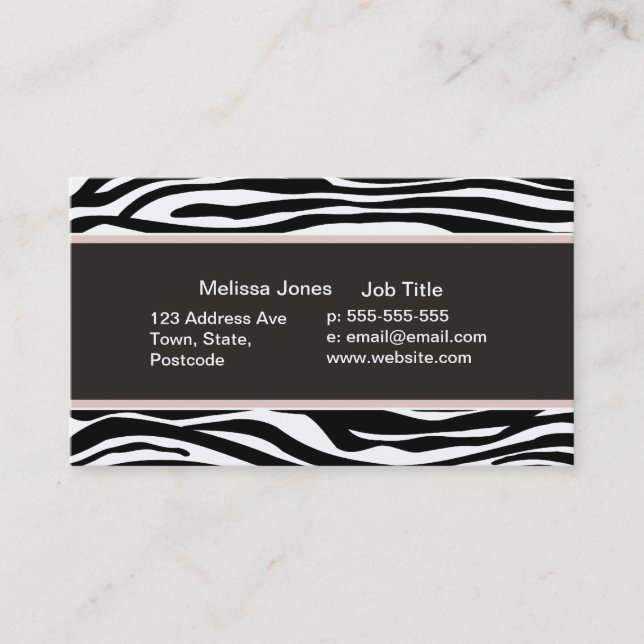 Black and White Zebra stripes animal print Business Card (Front)
