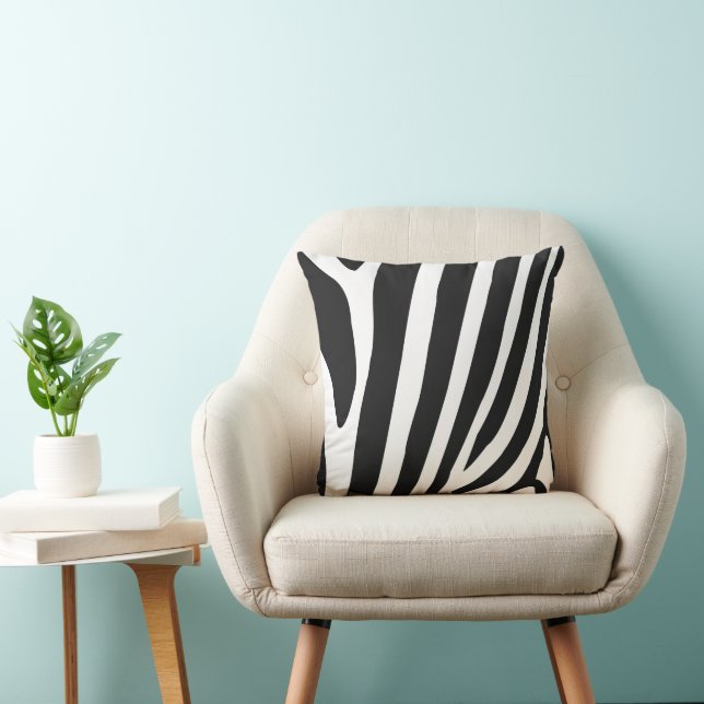 Black and White Zebra Stripes Cushion (Chair)