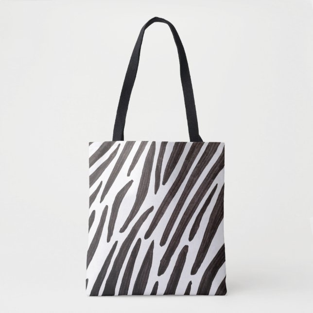 Black and white zebra stripes tote bag (Front)