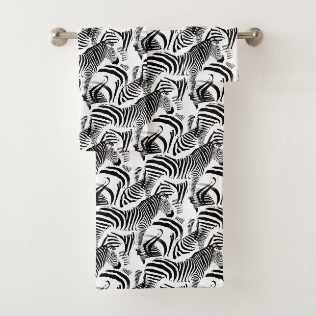 Black and White Zebra Stripes, Towel Set (Insitu)