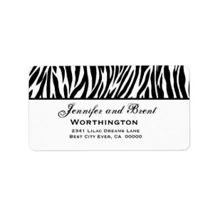 Black and White Zebra Wedding Address Label
