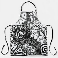 Black And White Zen Floral Patterned Drawing