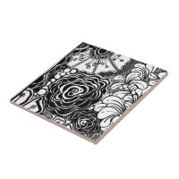 Black And White Zen Floral Patterned Drawing