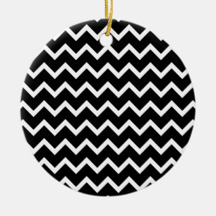 Black and White Zig Zag Pattern. Ceramic Tree Decoration