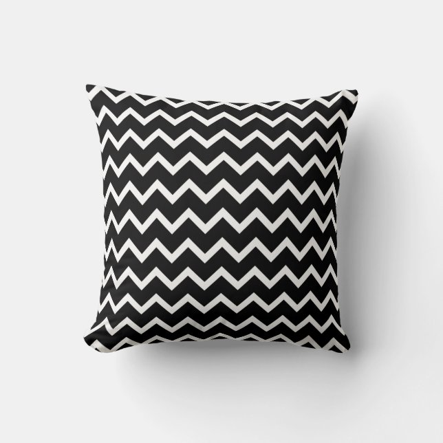 Black and White Zig Zag Pattern. Cushion (Front)