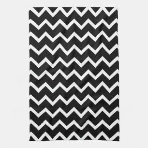 Black and White Zig Zag Pattern. Tea Towel