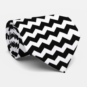 Black And White Zig Zag Stripe Tie