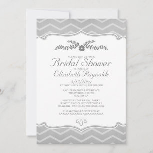 Black And White Zigzag Bridal Shower Invitations