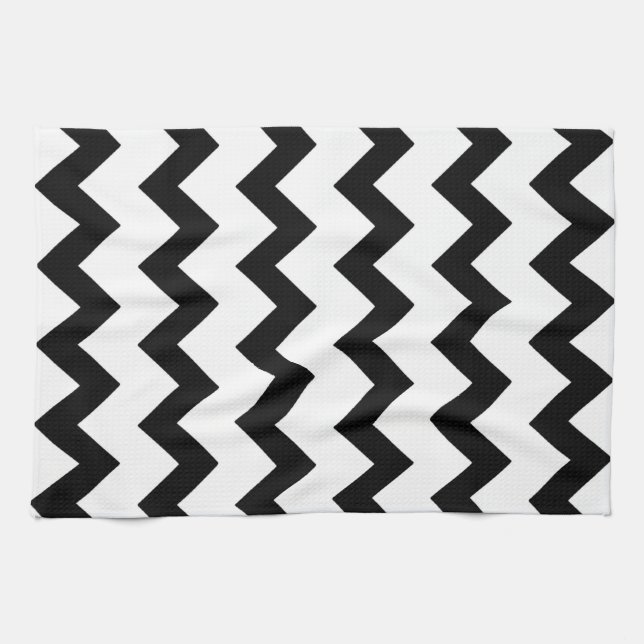 Black and white zigzag chevron design tea towel (Horizontal)