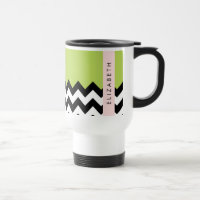 Black and White Zigzag, Chevron, Green, Your Name