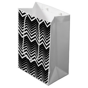 Black And White Zigzag Chevron Medium Gift Bag
