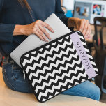 Black and White Zigzag, Chevron Pattern, Your Name Laptop Sleeve<br><div class="desc">Elegant,  stylish and sophisticated zigzag (chevron) pattern in black and white colour. Modern and trendy gift,  perfect for the zigzag lover in your life. Personalise by adding your name,  nickname,  monogram or initials.</div>