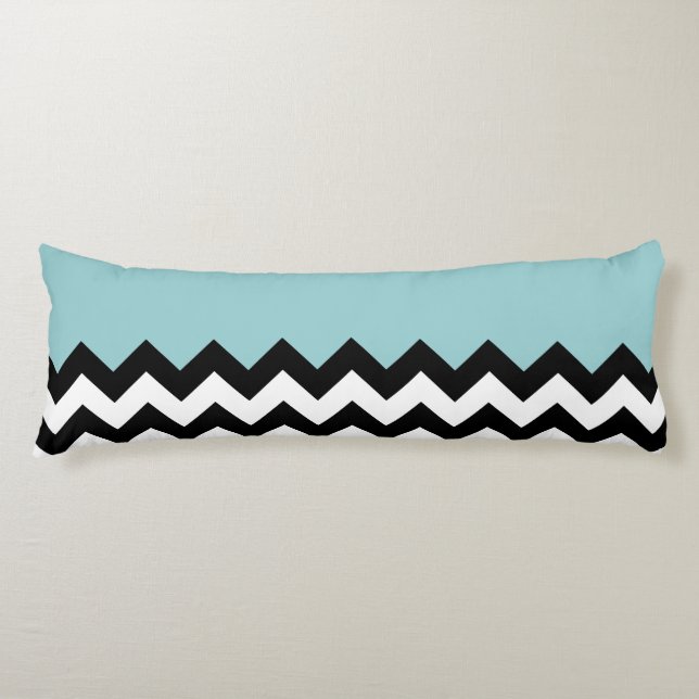 Black and White Zigzag Pattern, Chevron, Blue Body Cushion (Front)