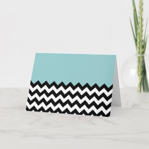 Black and White Zigzag Pattern, Chevron, Blue Card