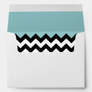 Black and White Zigzag Pattern, Chevron, Blue Envelope