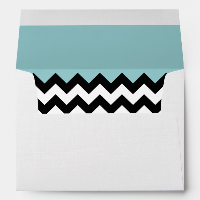Black and White Zigzag Pattern, Chevron, Blue Envelope (Back (Bottom))