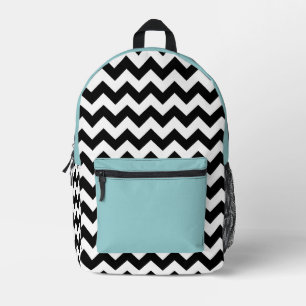 Black and White Zigzag Pattern, Chevron, Blue Printed Backpack